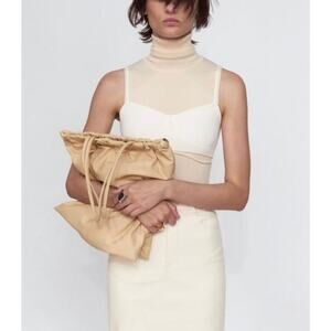Zara Faux Leather Tote Bag Beige
